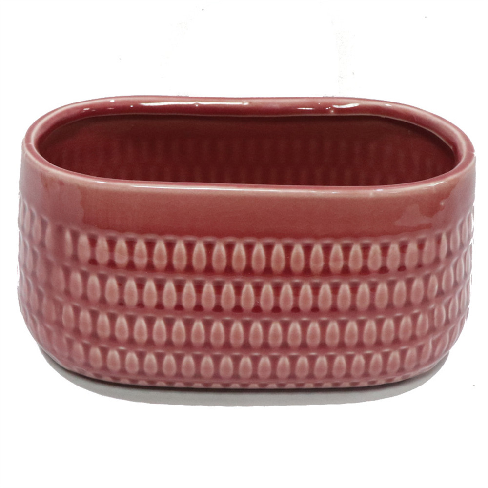 Porcelain embossed flower pot